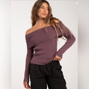 Purple wide neck sweater